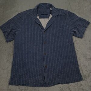 Tommy Bahama Shirt Mens Large Blue‎ Geometric Silk Short Sleeve Button Up
